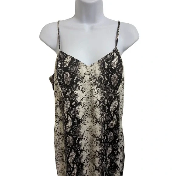 GIANNI BINI Snake Print Slip Midi Dress Spaghetti Strap V Neck Women Size Medium - Picture 7 of 10